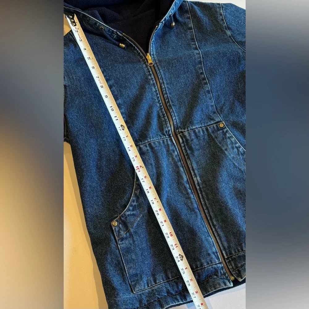 VINTAGE BASIC EDITIONS 90s Denim Zip Up Hoodie Jacket 100% Cotton Size‎ Small